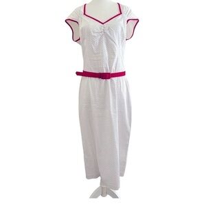 Pinup couture white polka dot picnic dress